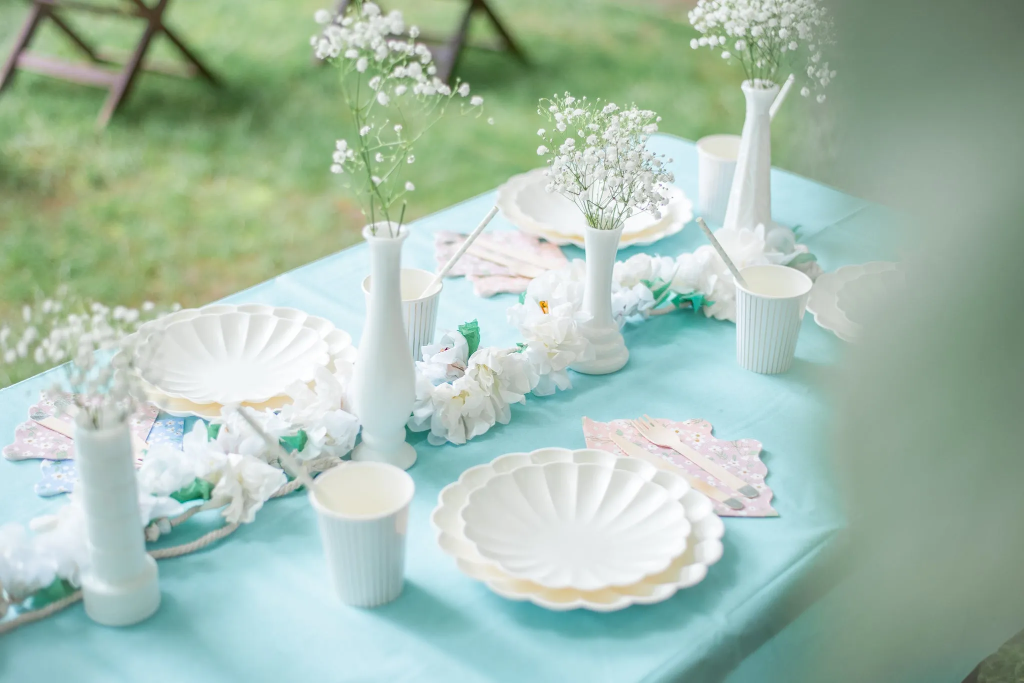 Eco-Friendly Paper Tablecloth Table Cover- Blue